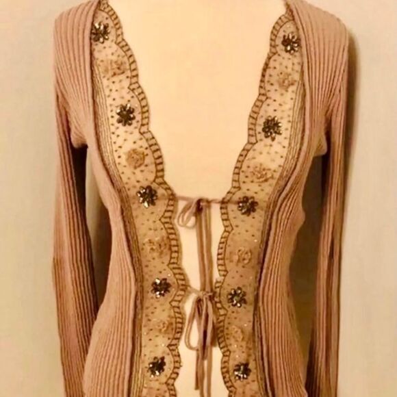 Pinko Beaded Flower Cardigan Sweater - Picture 1 of 6